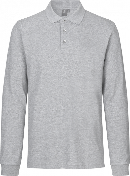 ID - Long-Sleeved Polo Shirt Stretch - Grey Melange